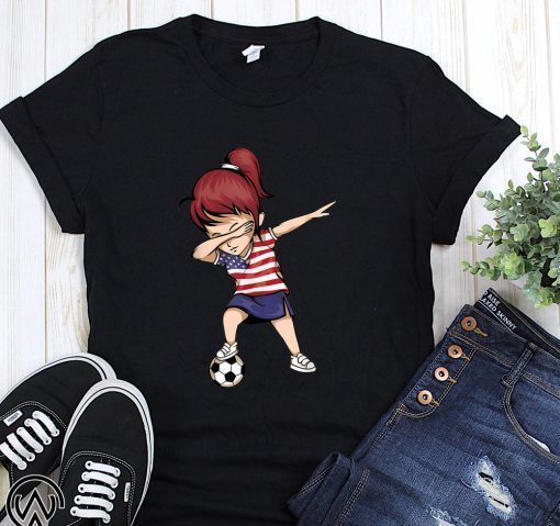 US football dabbing soccer girl USA jersey shirt