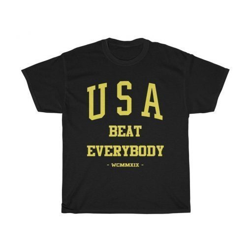 USA Beat Everybody Football T Shirt Unisex Heavy Cotton Tee