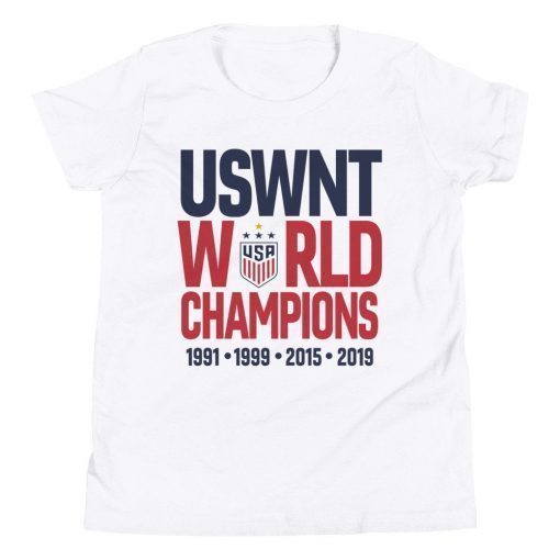 USWNT World Champions Youth Short Sleeve T-Shirt United States Women’s Soccer Cup 2019 Boys and Girls Fan Shirt WSWNT Kids Shirts