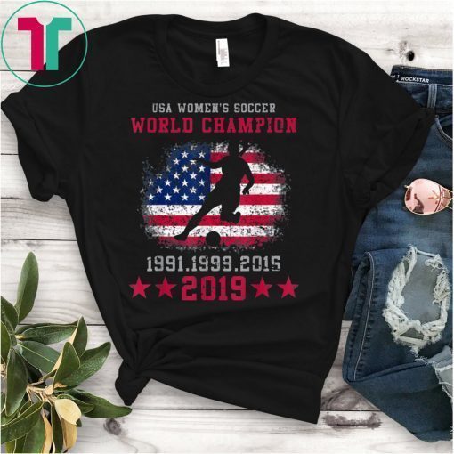 Vintage USA Women's Soccer World Champion 2019 With 4 stars T-Shirt