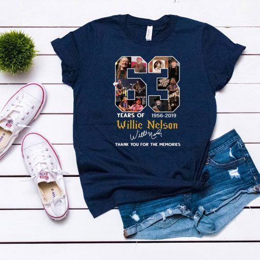 63 Years Of Willie Nelson 1956-2019 Thank You For The Memories T-Shirt