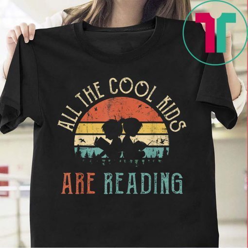 Vintage All The Cool Kids Are Reading Book Reto Sunset Shirt