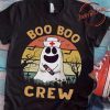 Boo Boo Nurse Crew Halloween Tee Shirt Funny Boo Ghost Retro Sunset Vintage T-shirt Nursing Nurses Tees Fall Halloween Gift For Men Women