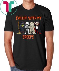 Chillin With My Creeps Vampire Halloween Skeleton Witch Gift T-Shirt