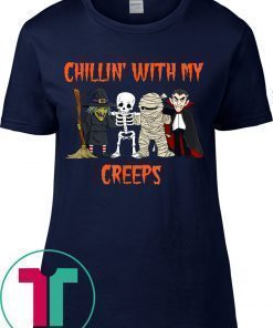 Chillin With My Creeps Vampire Halloween Skeleton Witch Gift T-Shirt