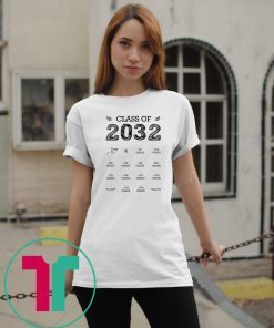 Class of 2032 grow with me with space for check marks shirt