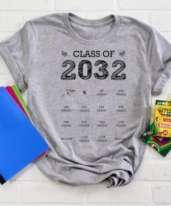 Class of 2032 grow with me with space for check marks shirt