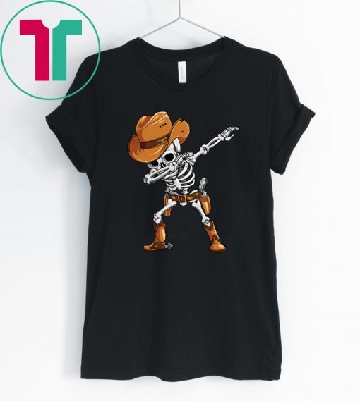 Dabbing Skeleton Cowboy Hat Halloween T-Shirt