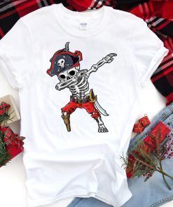 Dabbing Skeleton Pirate Halloween Jolly Roger Tee Shrit