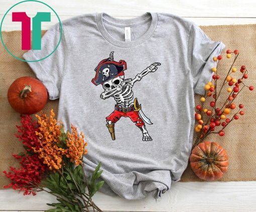 Dabbing Skeleton Pirate Halloween Jolly Roger Tee Shrit