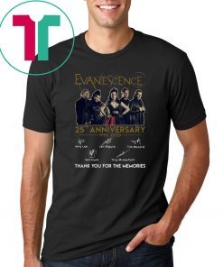 Evanescence 25th anniversary 1995-2020 signatures thank you for the memories shirt