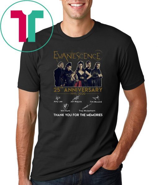 Evanescence 25th anniversary 1995-2020 signatures thank you for the memories shirt