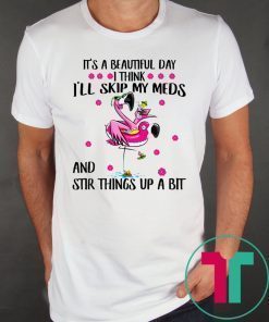 Flamingo It’s a beautiful day I think I’ll skip my meds and stir things up a bit t-shirt