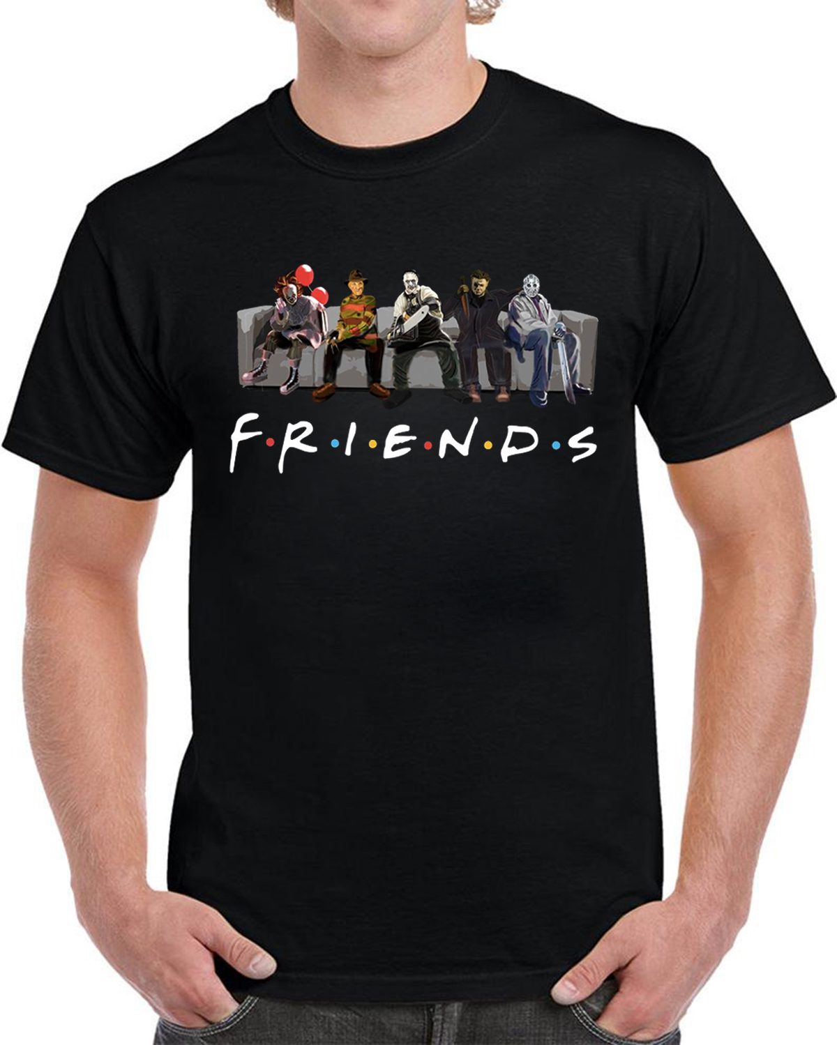 Funny Horror Movie Characters Friends TV Show T-Shirt - Reviewshirts Office
 Friends Shirt Tv Show