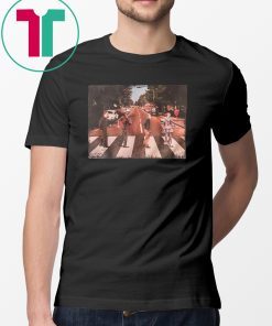 Horror movie characters walking abbey road shirt