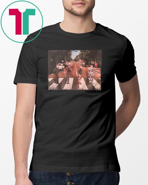 Horror movie characters walking abbey road shirt