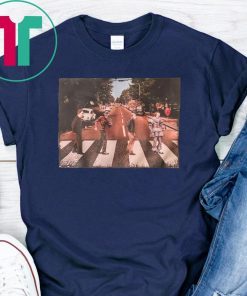 Horror movie characters walking abbey road shirt