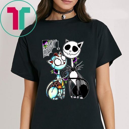 Jack Skellington and Sally Cat Halloween Shirt