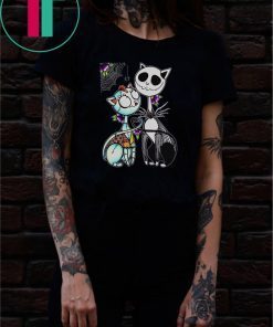 Jack skellington and sally cat shirt