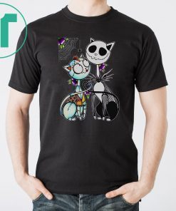 Jack skellington and sally cat shirt
