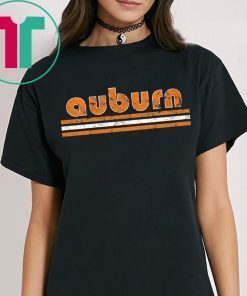 Auburn Football Three Stripe Weathered Retro Vintage Tee Shirt