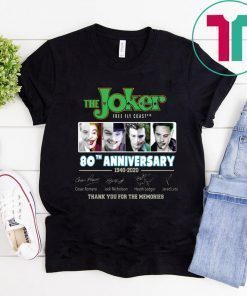 The Joker Free Fly Coaster 80Th Anniversary 1940 2020 Signatures T-Shirt