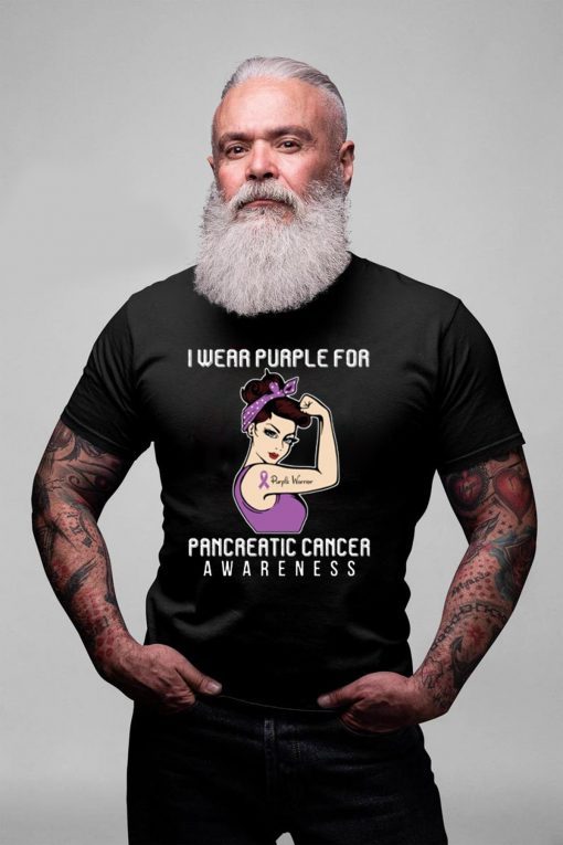 I Wear Purple For Cancer Warrior For Pancreatic Cancer Awareness Offcial T-Shirt