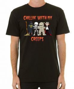 Chillin With My Creeps Vampire Halloween Skeleton Witch Unisex T-Shirt