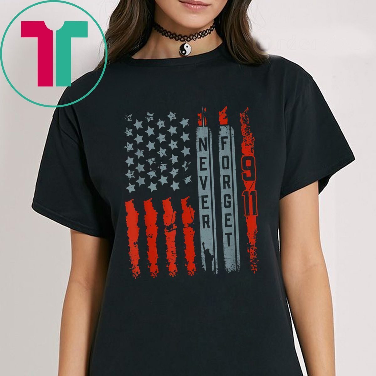 American Flag Never Forget 911 Memorial Shirt American Patriot Day Tee ...
