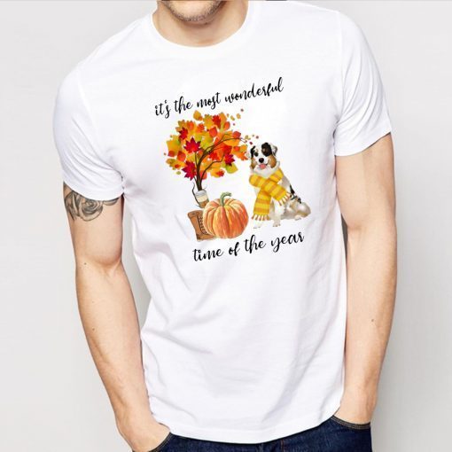 Australian Shepherd It’s The Most Wonderful Time Of The Year Fall Autumn Maple Leaf Shirts