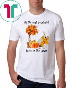 Bull Terrier It’s The Most Wonderful Time Of The Year Fall Autumn Maple Leaf Shirt