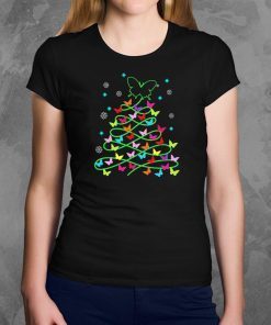 Butterfly Christmas tree Tee Shirt