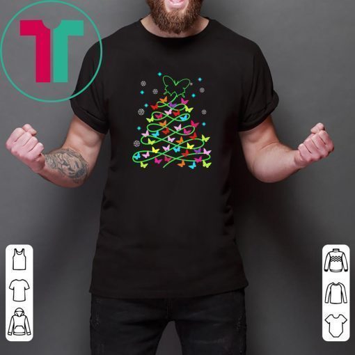 Butterfly Christmas tree Tee Shirt