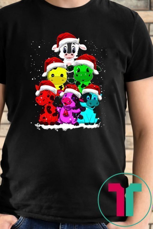 Cows Christmas Tree Tee Shirt