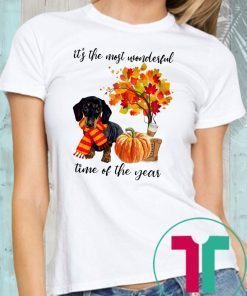 Dachshund It’s The Most Wonderful Time Of The Year Fall Autumn Maple Leaf Shirt