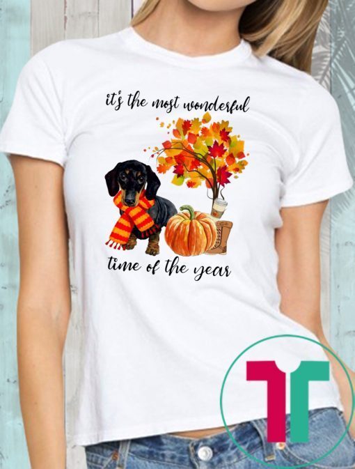 Dachshund It’s The Most Wonderful Time Of The Year Fall Autumn Maple Leaf Shirt