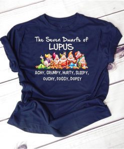 Disney cartoon the seven dwarfs of lupus achy grumpy hurty sleepy ouchy foggy dopey shirt