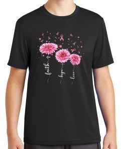 Faith hope love pink daisy flower breast cancer awareness shirt