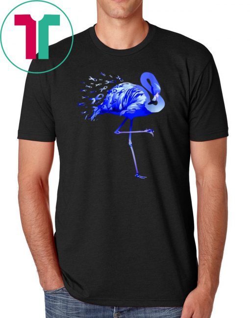 Flamingo Blue Ribbon Colon Cancer Awareness Shirt