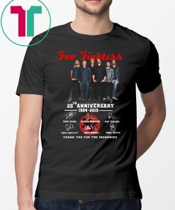 Foo fighters 25th anniversary 1994-2019 signatures thank you for the memories shirt