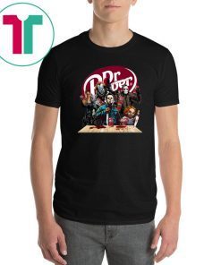 Funny Halloween Horror Characters Drinking Dr Pepper T-Shirt