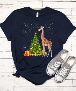 Giraffe and christmas tree shirt
