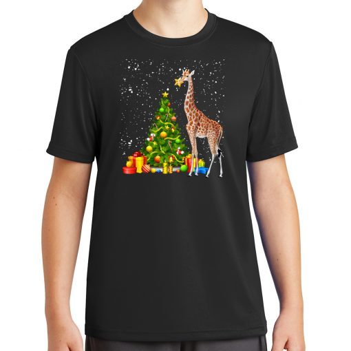 Giraffe and christmas tree shirt