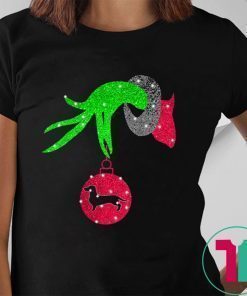 Grinch Hand Holding Dachshund Christmas Shirt