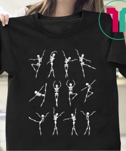 Halloween Dancing Ballet Pattern Skeleton Ballerina Costume T-Shirt