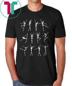 Halloween Dancing Ballet Pattern Skeleton Ballerina Costume T-Shirt