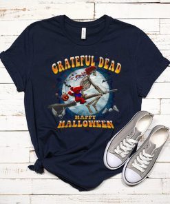 Happy Halloween Skeleton And Bear Riding Broomstick Grateful Dead T-shirt