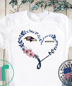 Heart butterfly love baltimore ravens Shirt