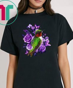 Hummingbird and purple rose flower shirt