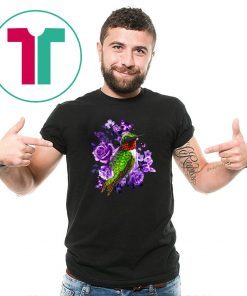 Hummingbird and purple rose flower shirt